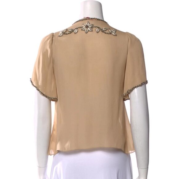 Designer Matthew Williamson Beaded Flounce Sleeve Sea Shell Top b84 - Picture 12 of 16